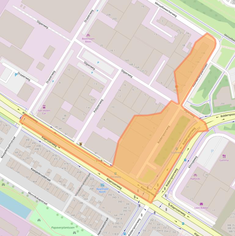 Kaart van postcodegebied 1032KN.
