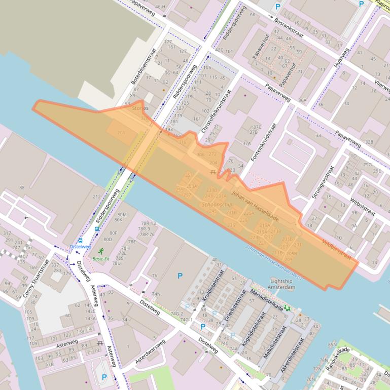 Kaart van postcodegebied 1032LP.