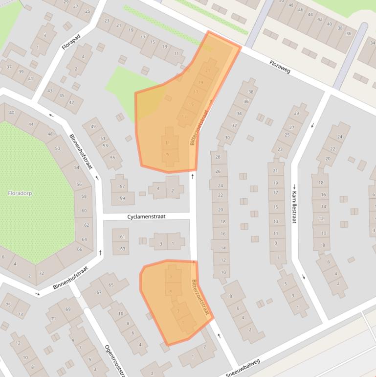 Kaart van postcodegebied 1032VX.