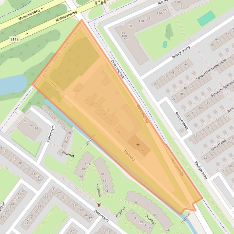 Kaart van postcodegebied 1033AC.
