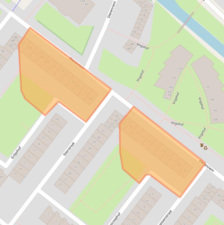 Kaart van postcodegebied 1033AE.