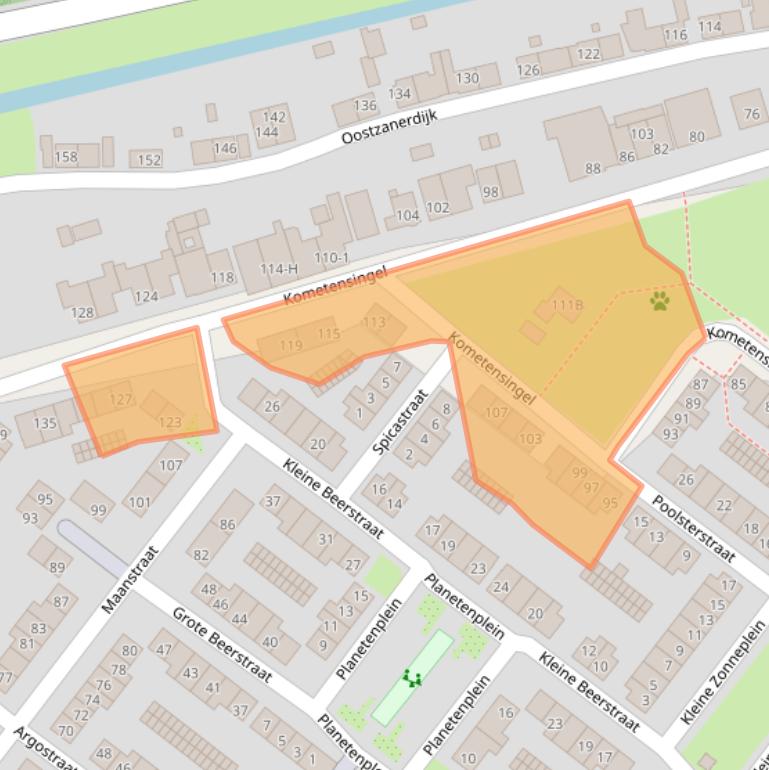 Kaart van postcodegebied 1033BC.