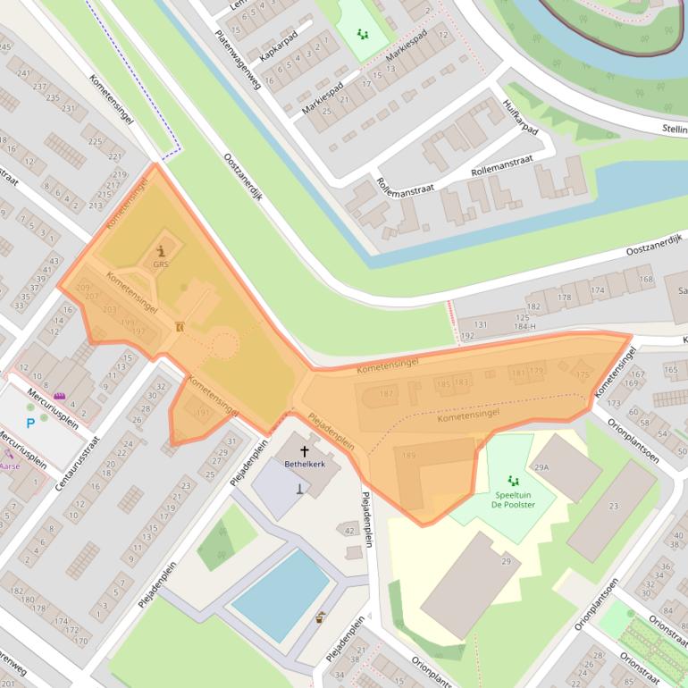 Kaart van postcodegebied 1033BE.