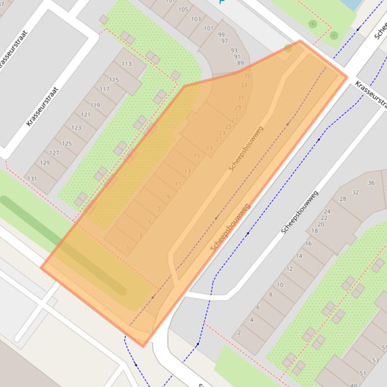 Kaart van postcodegebied 1033DD.