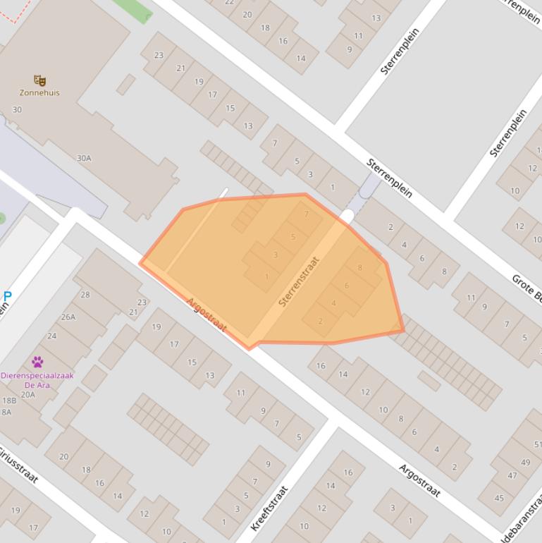 Kaart van postcodegebied 1033EB.