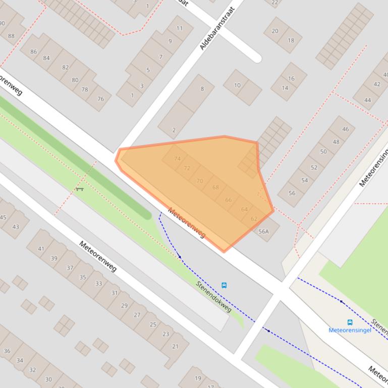 Kaart van postcodegebied 1033HE.