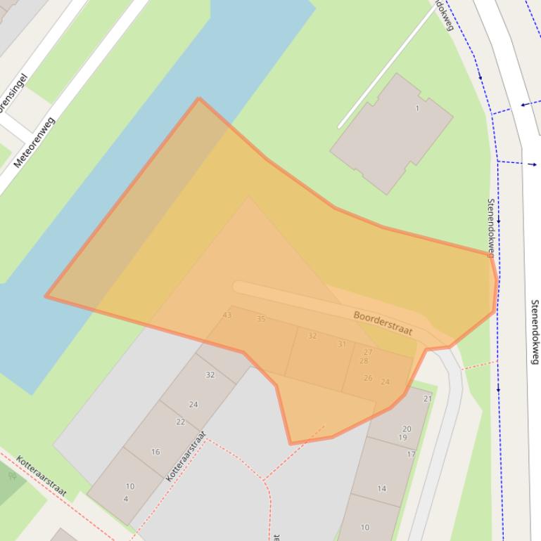 Kaart van postcodegebied 1033MB.