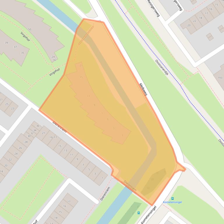 Kaart van postcodegebied 1033MG.