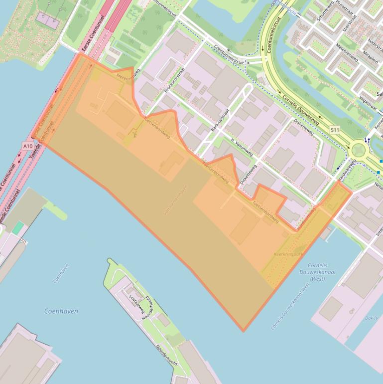 Kaart van postcodegebied 1033MZ.