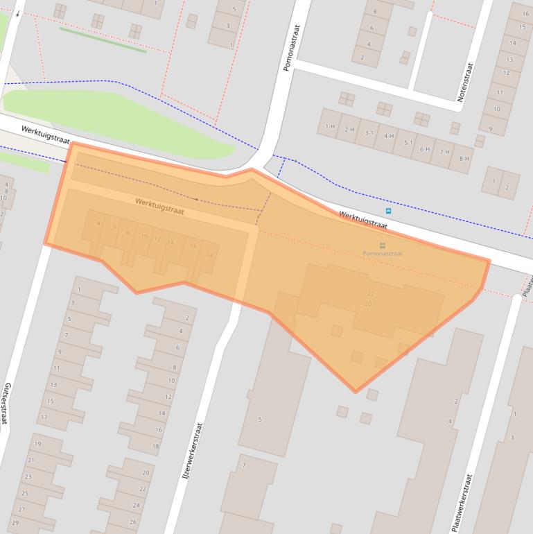 Kaart van postcodegebied 1033NS.