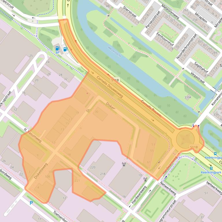 Kaart van postcodegebied 1033NW.