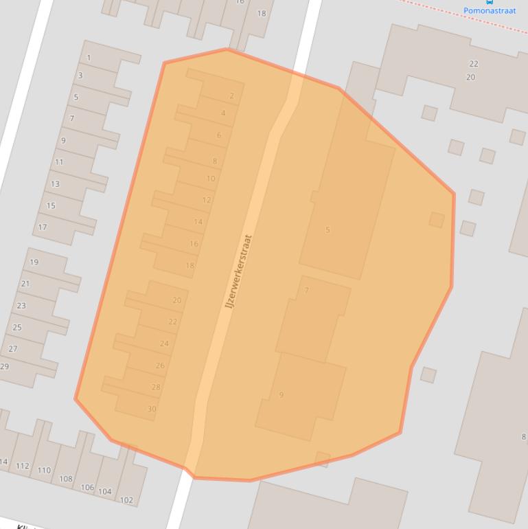 Kaart van postcodegebied 1033RJ.