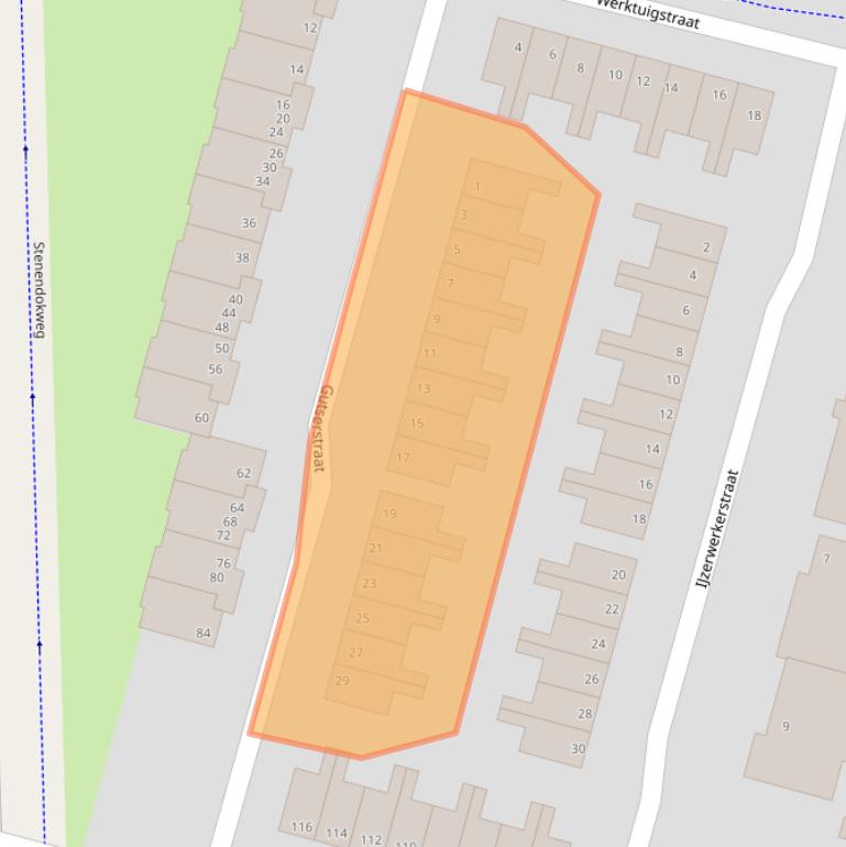 Kaart van postcodegebied 1033RK.