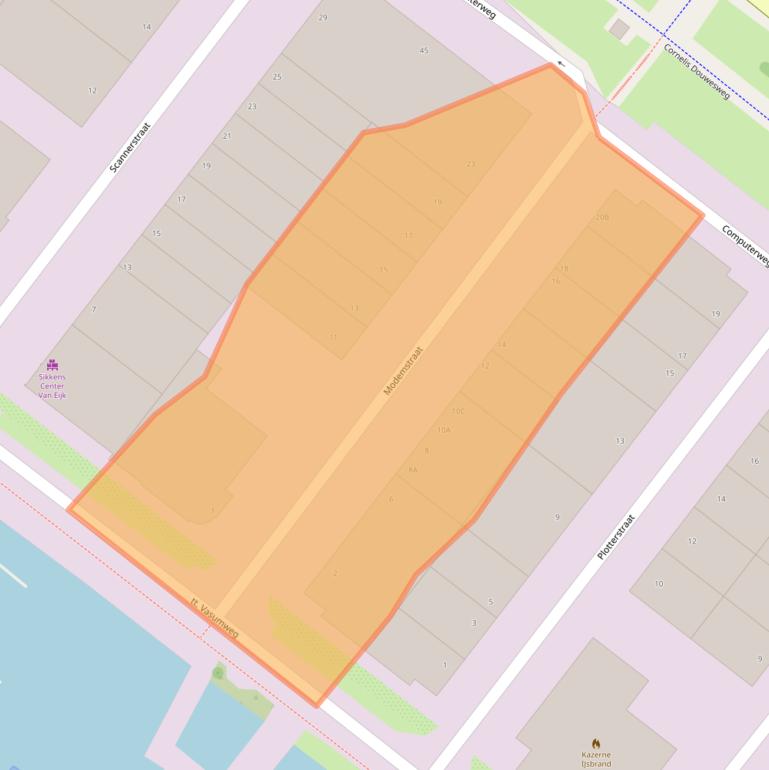 Kaart van postcodegebied 1033RW.