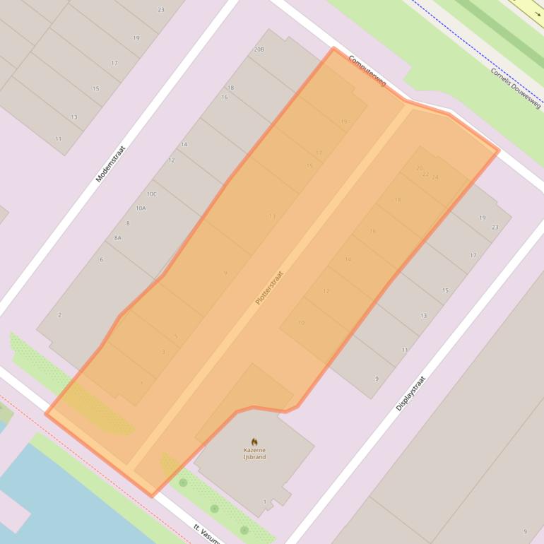 Kaart van postcodegebied 1033RX.