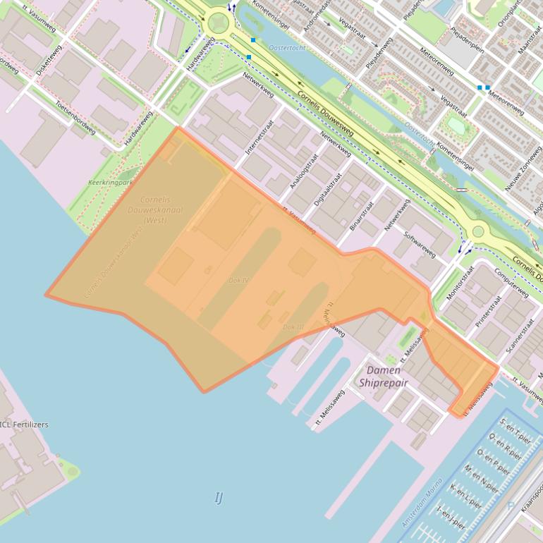 Kaart van postcodegebied 1033SG.