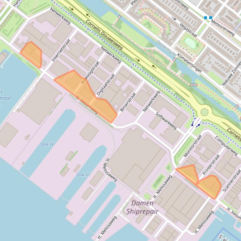 Kaart van postcodegebied 1033SH.