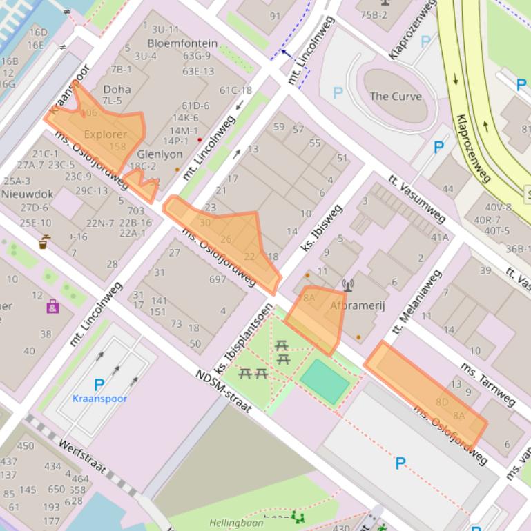 Kaart van postcodegebied 1033SM.