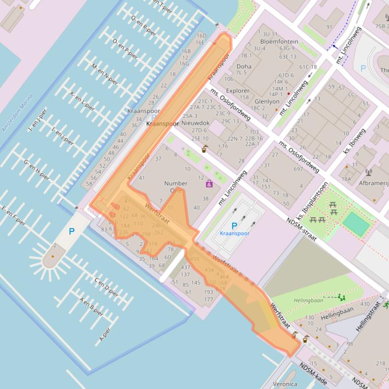 Kaart van postcodegebied 1033SW.