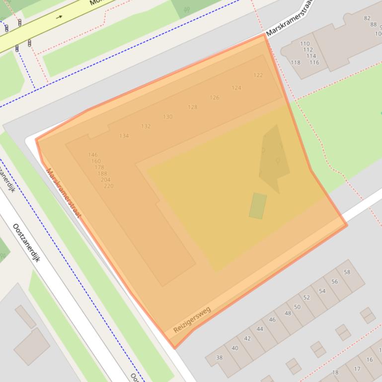 Kaart van postcodegebied 1033WG.