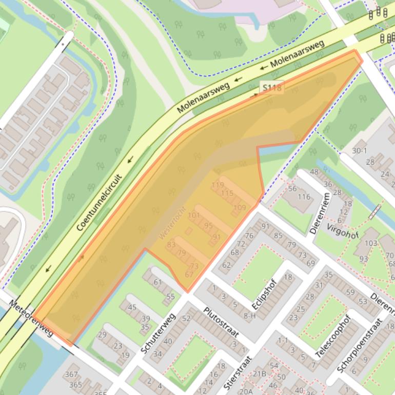 Kaart van postcodegebied 1033XW.