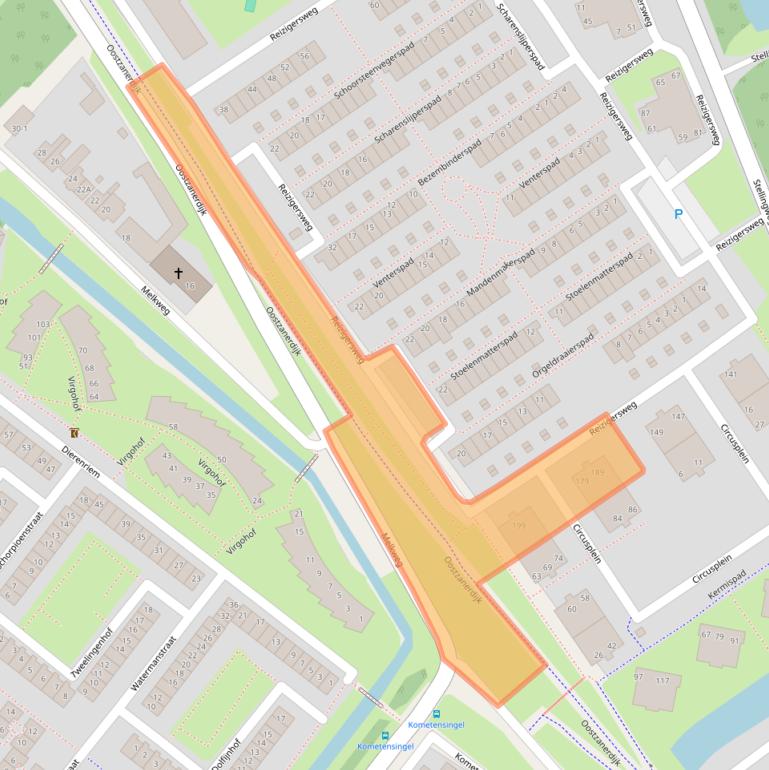 Kaart van postcodegebied 1033ZP.