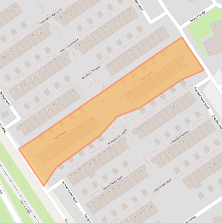 Kaart van postcodegebied 1033ZV.