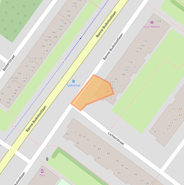 Kaart van postcodegebied 1034BD.