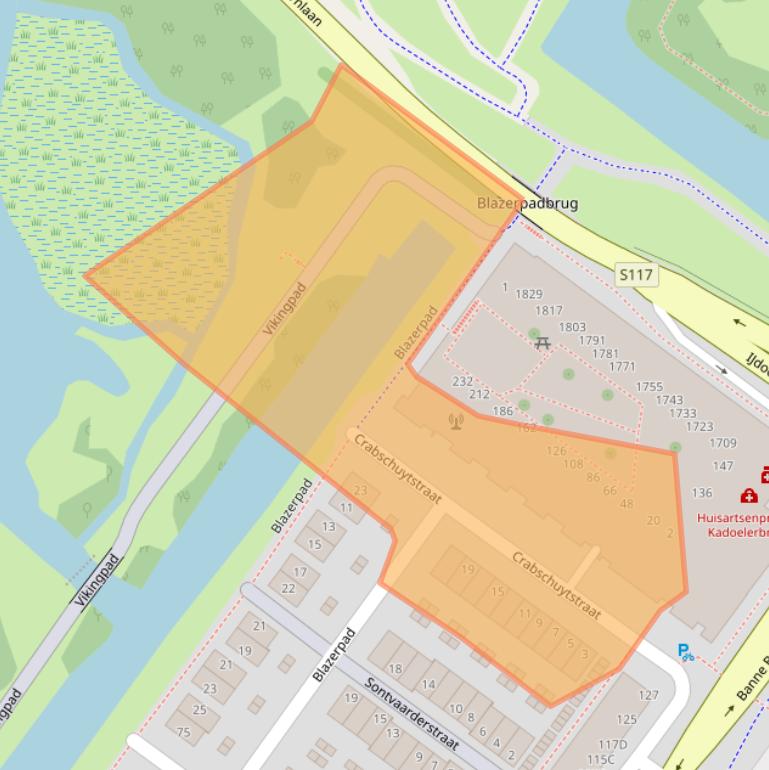 Kaart van postcodegebied 1034BL.