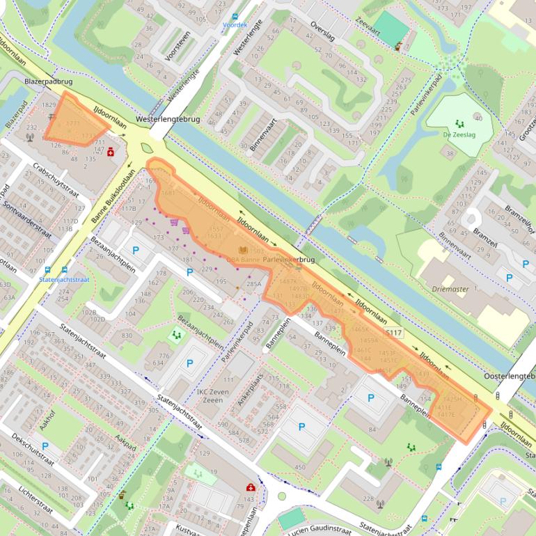 Kaart van postcodegebied 1034BM.