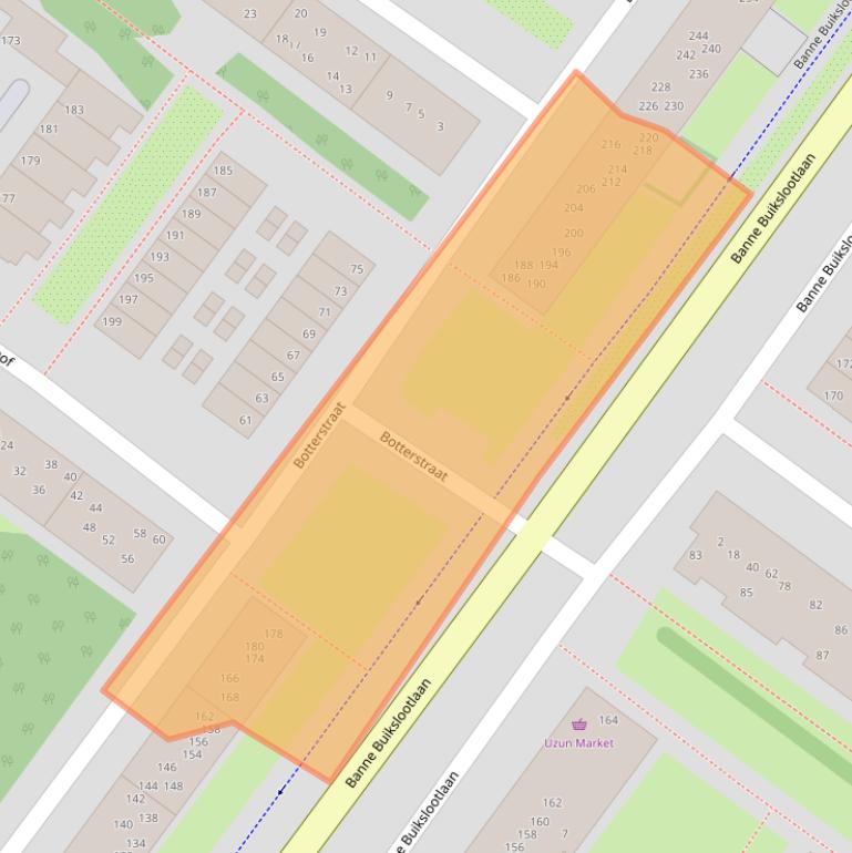 Kaart van postcodegebied 1034BW.