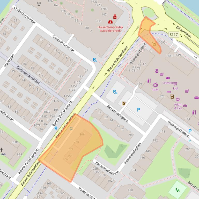 Kaart van postcodegebied 1034DD.