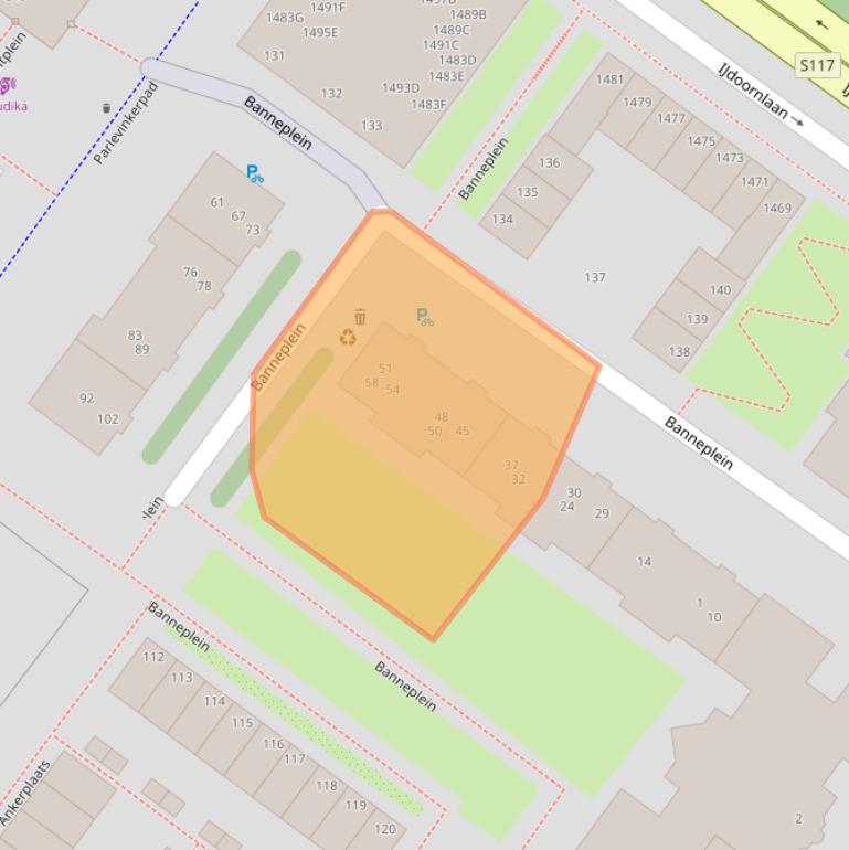 Kaart van postcodegebied 1034DL.