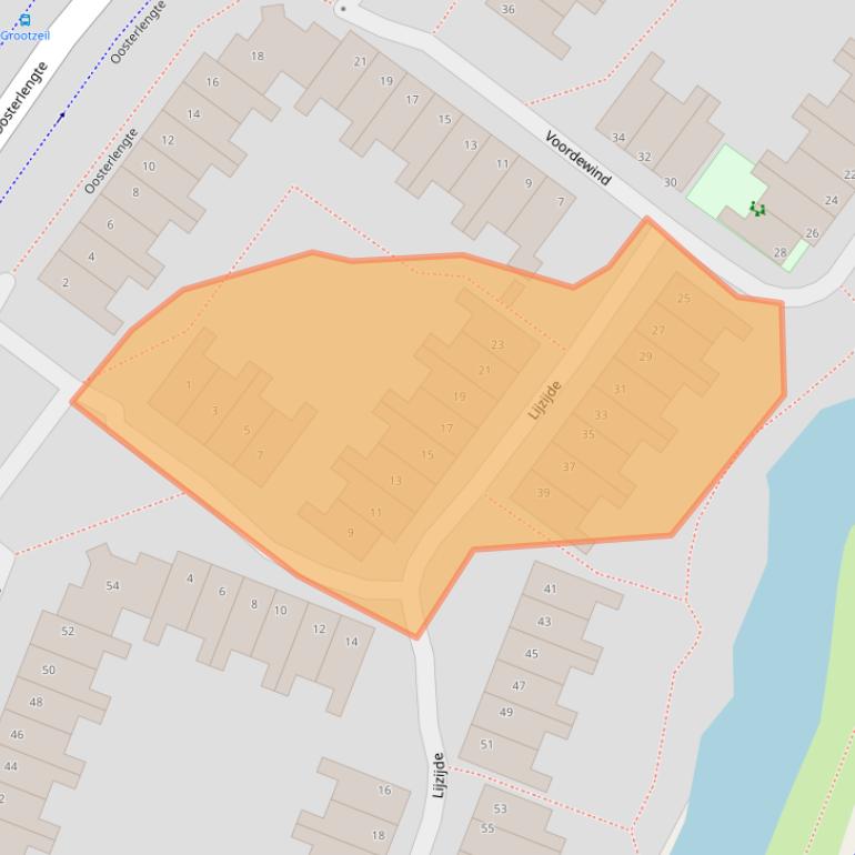 Kaart van postcodegebied 1034KM.