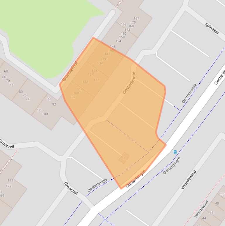 Kaart van postcodegebied 1034MB.