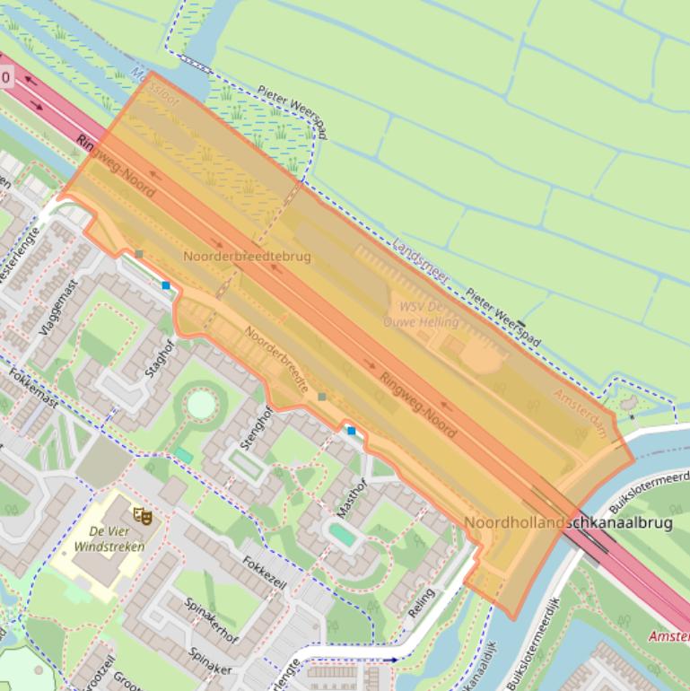 Kaart van postcodegebied 1034NW.