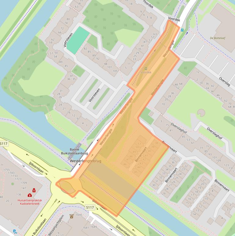 Kaart van postcodegebied 1034SJ.