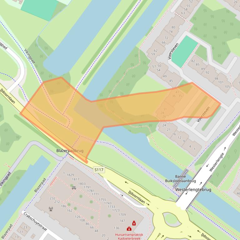 Kaart van postcodegebied 1034SL.