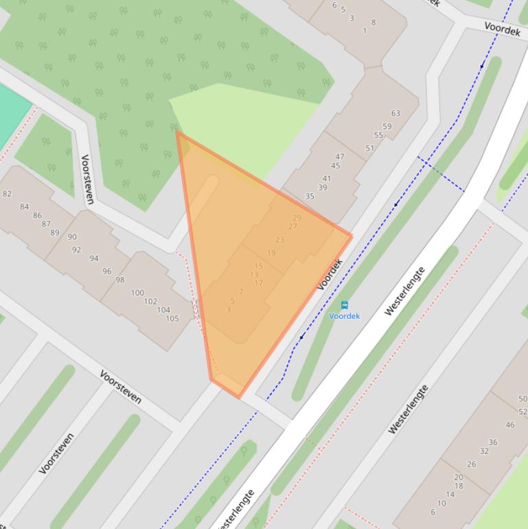 Kaart van postcodegebied 1034SW.