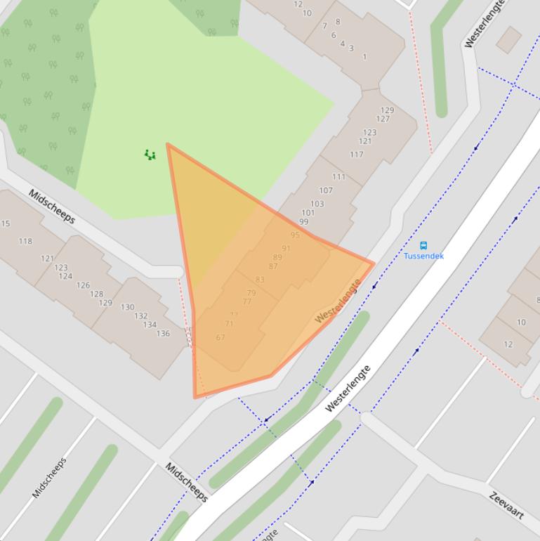 Kaart van postcodegebied 1034SZ.