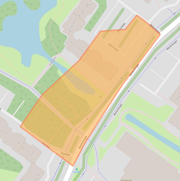 Kaart van postcodegebied 1034TD.