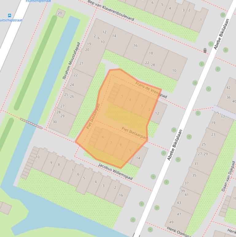 Kaart van postcodegebied 1034VW.