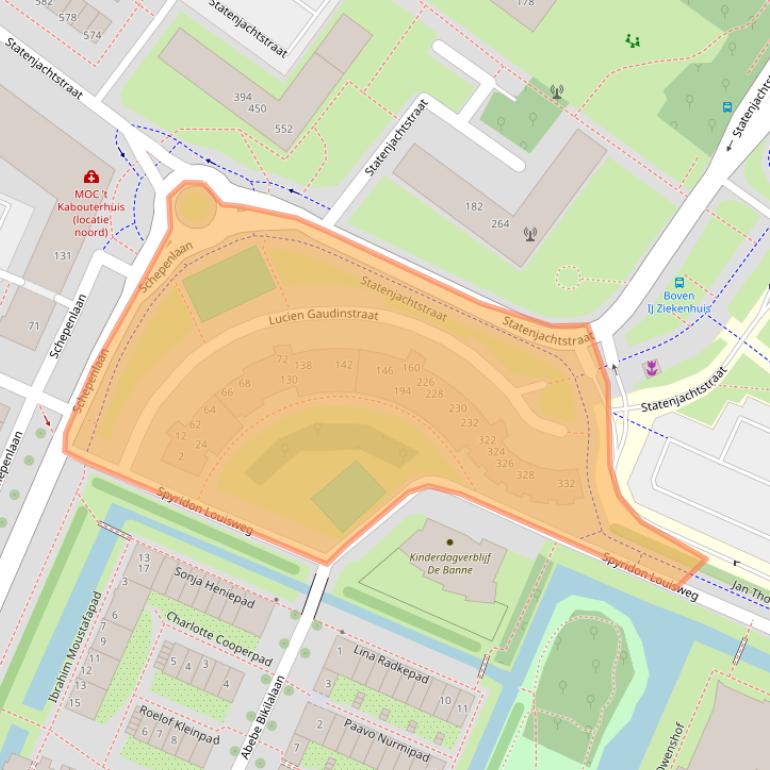 Kaart van postcodegebied 1034WB.