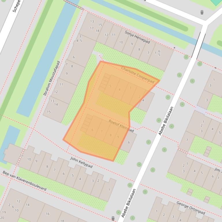 Kaart van postcodegebied 1034WE.