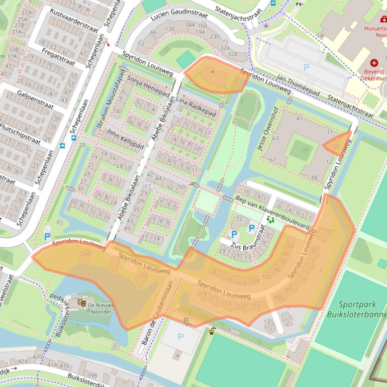 Kaart van postcodegebied 1034WR.