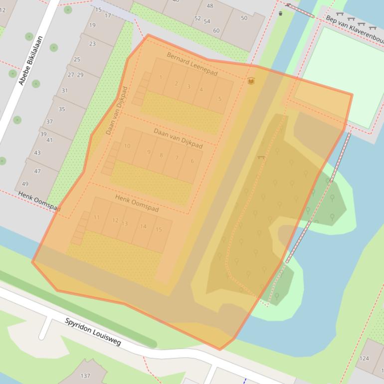 Kaart van postcodegebied 1034WS.