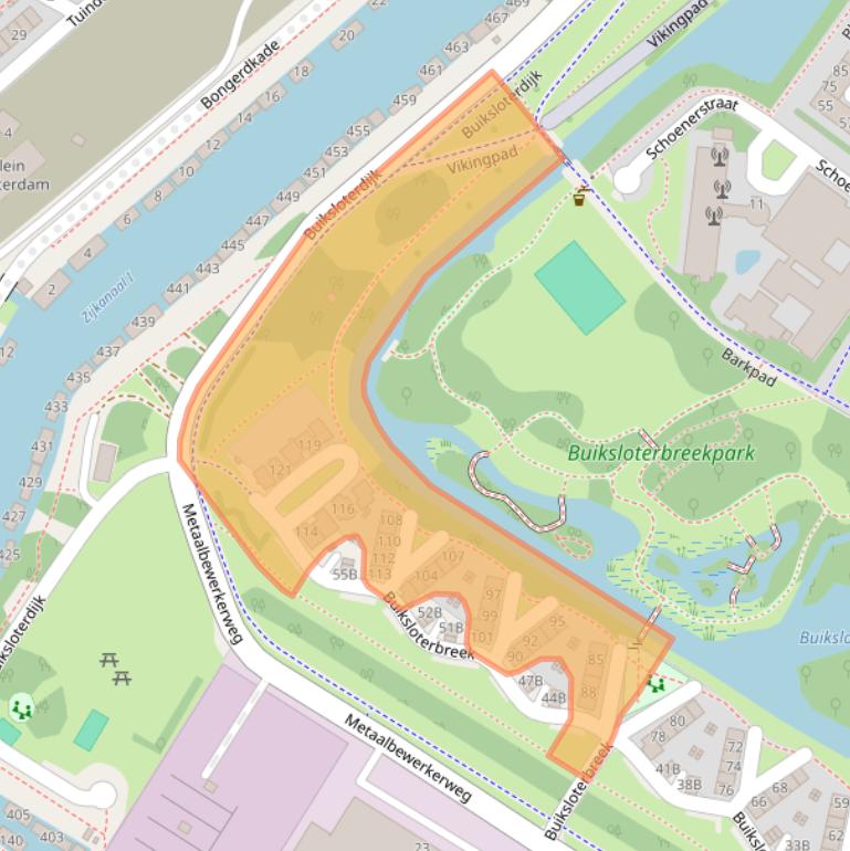 Kaart van postcodegebied 1034XE.