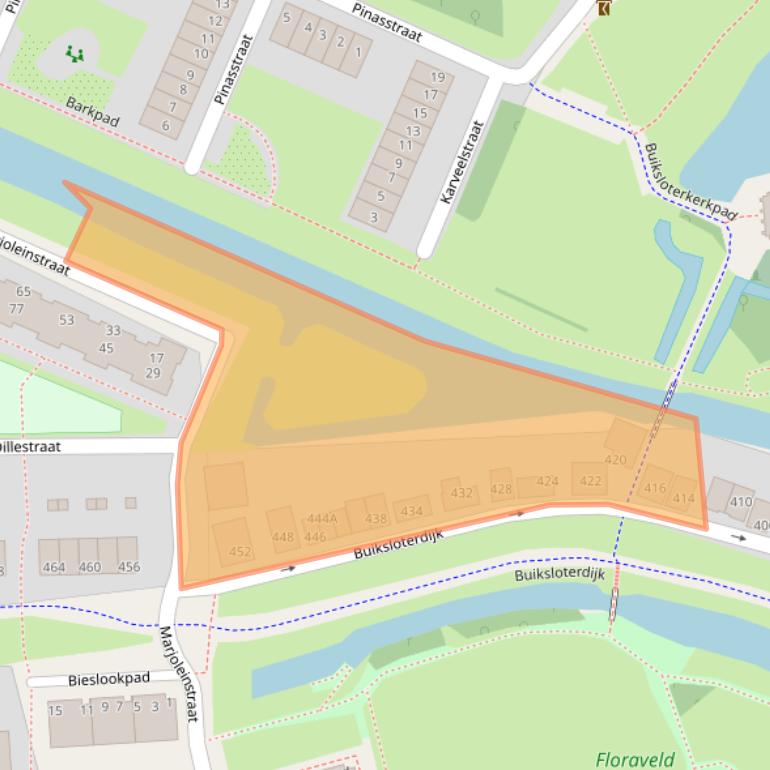 Kaart van postcodegebied 1034ZJ.