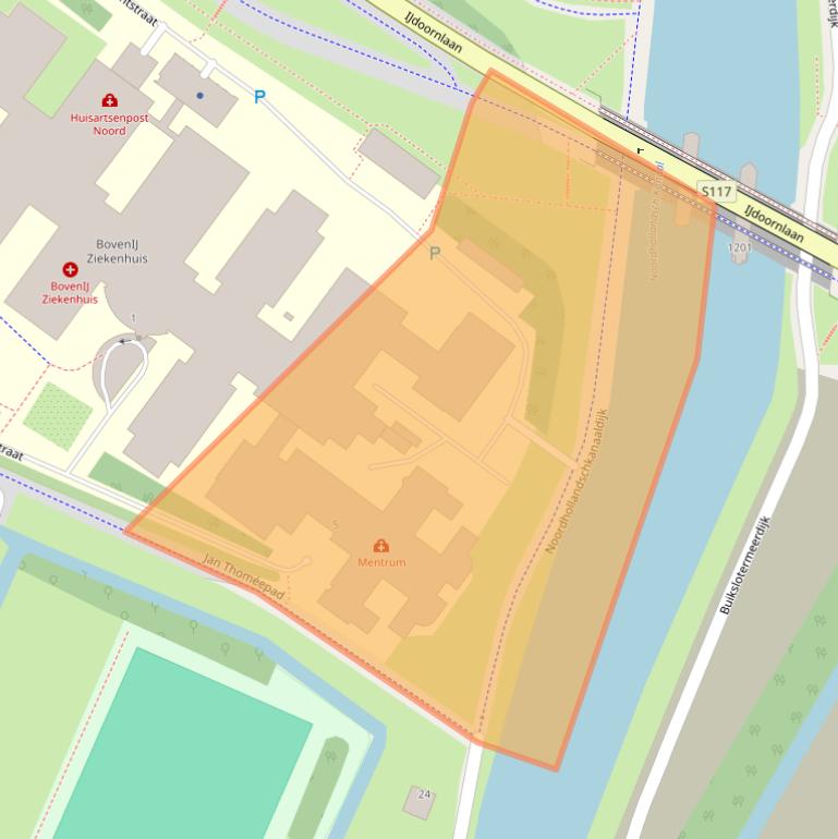 Kaart van postcodegebied 1034ZP.