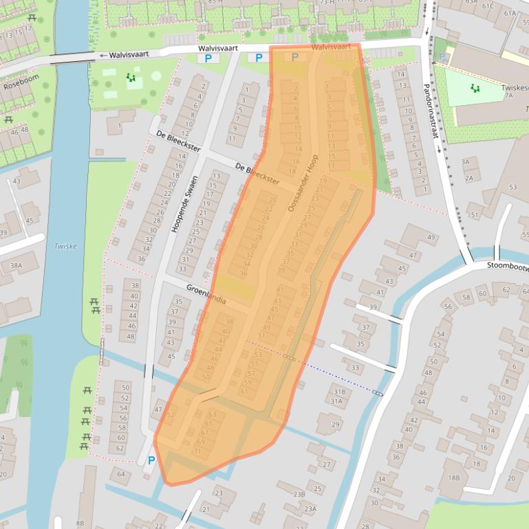 Kaart van postcodegebied 1035RX.